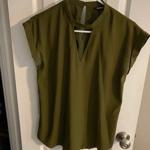 Olive green short sleeve blouse